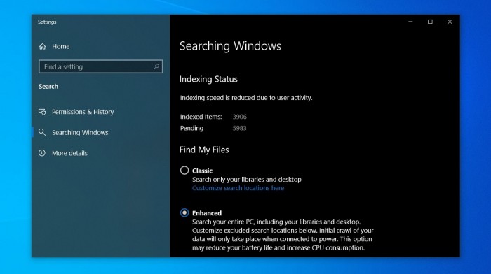Windows 10 May 2019 quicker search 03