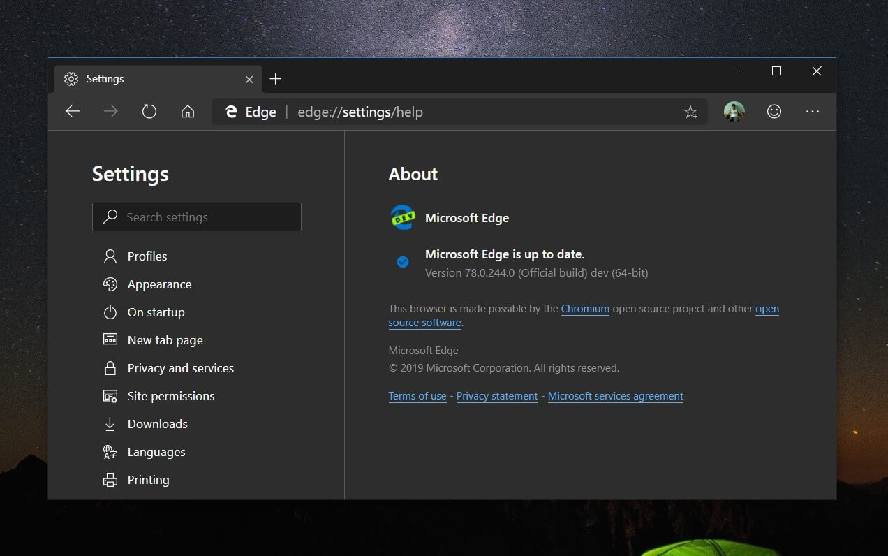 Chromium Edge迎来Windows 10黑暗模式改进