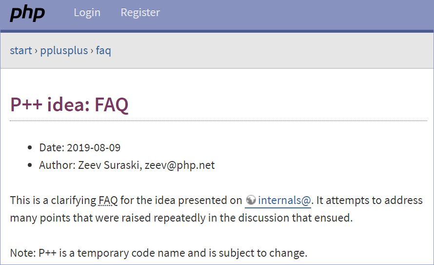 Zend 创始人提议创建 PHP 方言 暂命名为 P++