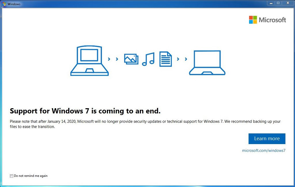 微软向更多Windows 7用户签发升级提醒通知