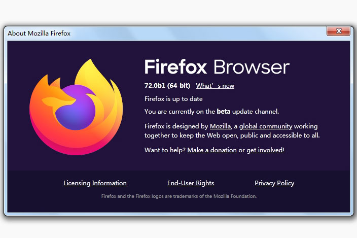 Mozilla Firefox 72.0 Beta 1 发布